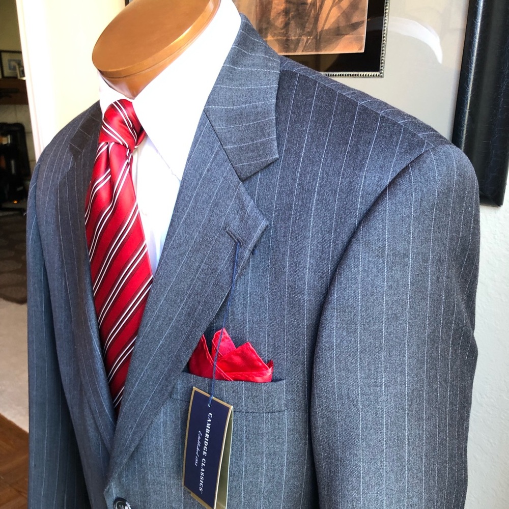 NEW Cambridge Classics 2 Pc Charcoal Pinstripe 40R - Picture 8 of 16